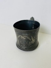 Antique Silver Plated Floral Baby Cup 3 Inches Tall