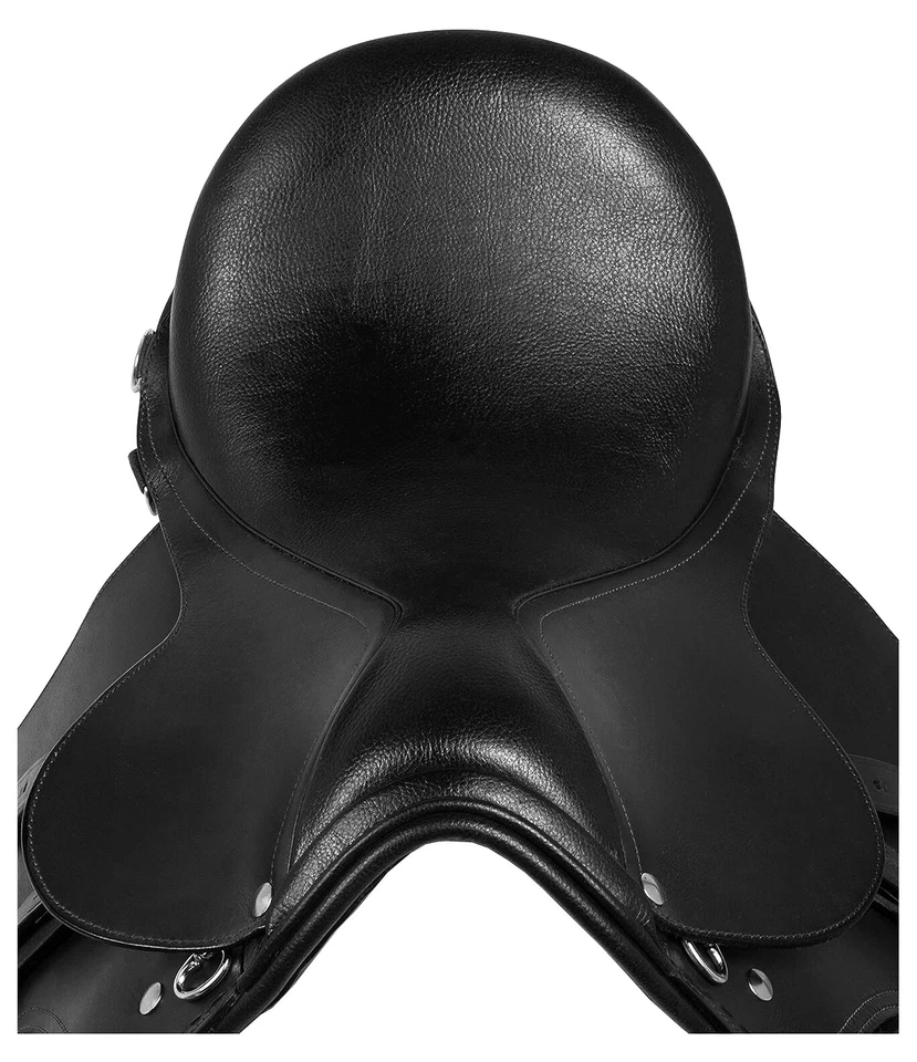 Sillín de montar a caballo inglés para exhibición de cuero negro 13"-18" Foto 2 de 3