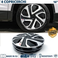 4 Copricerchi per VW Maggiolino Epoca 16'' Coppette Silver e Nere 5 Razze MADE I