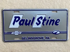 VINTAGE PAUL STINE CHEVY AUTO DEALER SELINSGROVE PA License Plate HOT ROD SALES