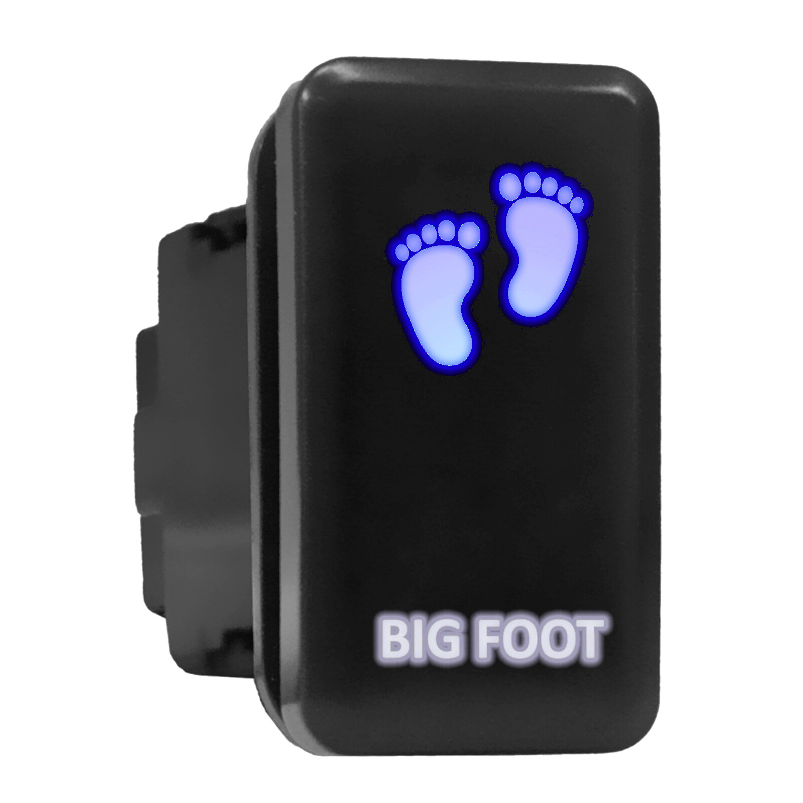 BIG FOOT Blue White LED Backlit Tall Push Button 1.54x0.83 Inch for Toyota Models