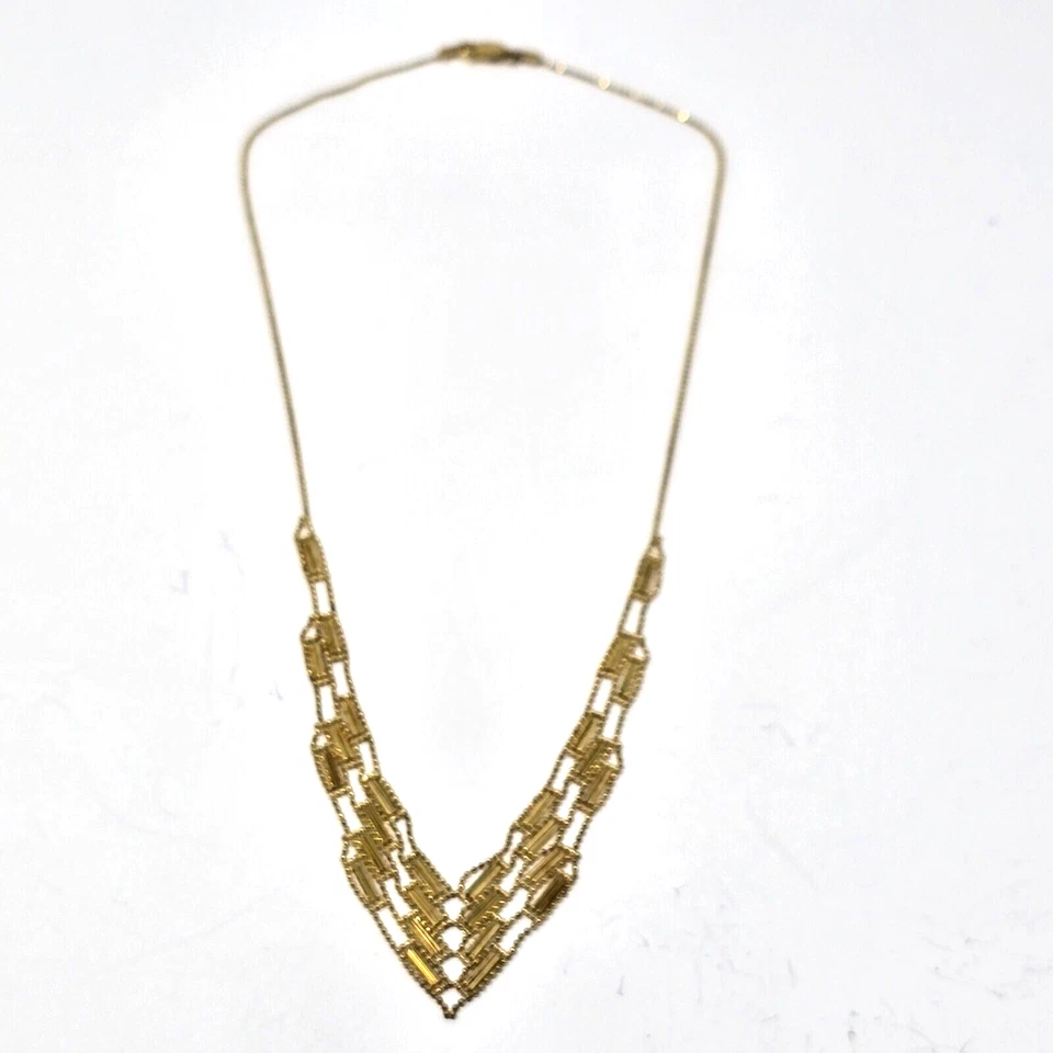 Colar Chevron Ralph Lauren Vermeil ouro 14k em corrente de prata esterlina 925 18" - Imagem 3 de 4