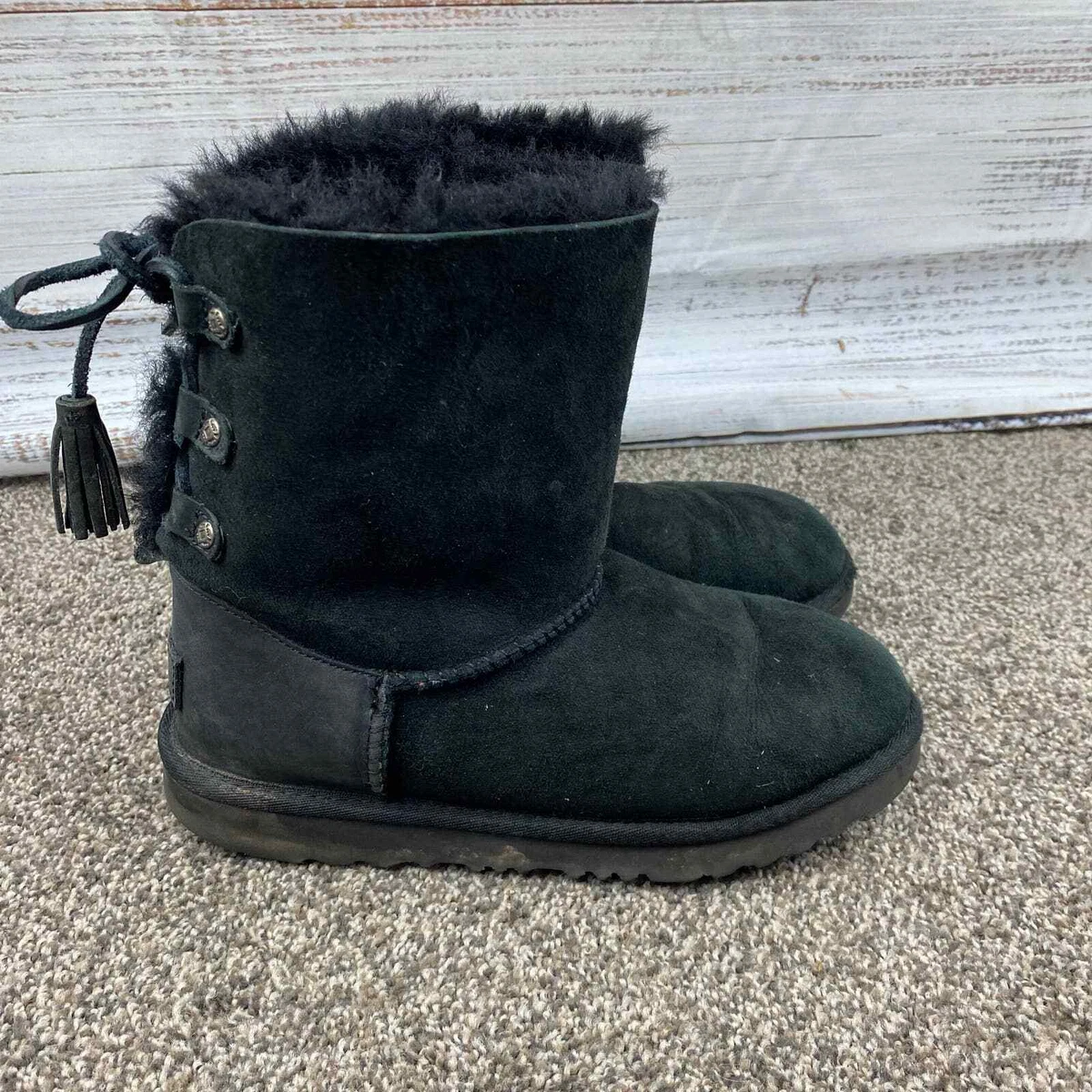 Black uggs lace hot sale up back