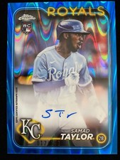 2024 Topps Chrome SAMAD TAYLOR Rookie BLUE WAVE REFRACTOR AUTO #12/150 Royals RC