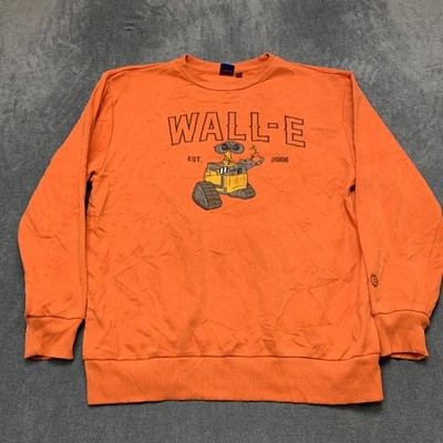 Pixar Wall-E Sweatshirt Mens Large Orange Cotton Crew Neck Fleece Lined Winter