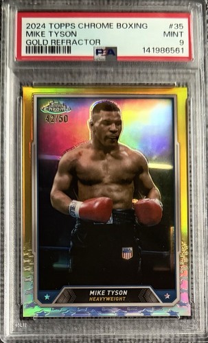 2024 TOPPS CHROME GOLD BOXING REFRACTOR /50 MIKE TYSON PSA 9 ONLY YEAR CHROME