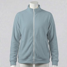 Blue Unisex Fleece Zip Coat Jacket Stand Collar Warm Soft Sweater Sizes S-6XL
