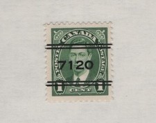 Can Precancel - Type 3 Moose Jaw Numeral (7120) on #231 - 1937 1c KG VI Mufti