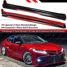 For 2018-2024 Toyota Camry CTM Supersonic Red Black 2-Toned Side Skirt Extension