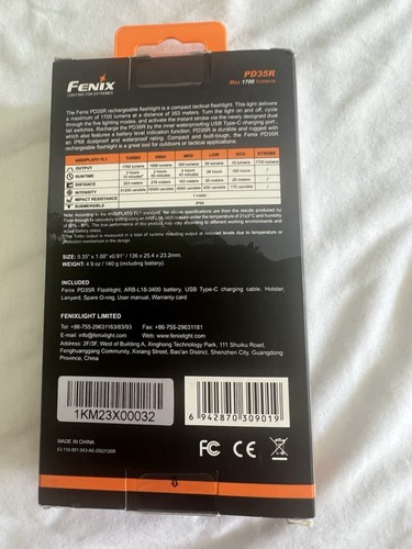 Fenix PD35R 1700 Lumen USB-C Rechargeable Tactical Flashlight - Bild 2 von 3