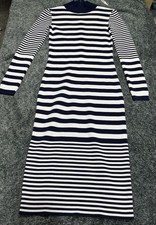Michael Kors Women's Small Ribbed White/Blue Striped Dress (H4)