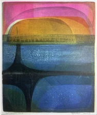 Golden Isle  Monoprint Original Signed Impressionistic Landscape