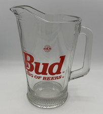 VINTAGE 1970's Budweiser Bud King Of Beers 9 Inch Glass Pitcher MADE IN USA