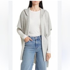 NUEVO, Nordstrom Gris Brezo Cachemira/Lana Ruana Talla Única #S7466