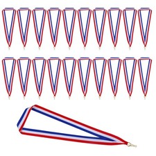 20 Pieces Award Ribbons, Red White Blue Medal Ribbons with Snap Clips Classic...