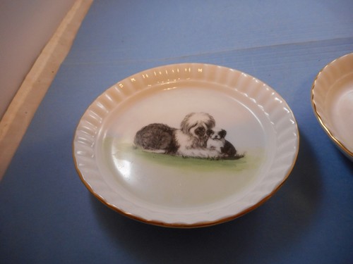 Barnhart Studios HAND PAINTED Trinket Dish SET OF 2 DOG SCENE - Picture 2 of 5