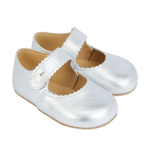Baby Shoes Silver Leather Pre-walkers size 0 by Early Days Made in the UK