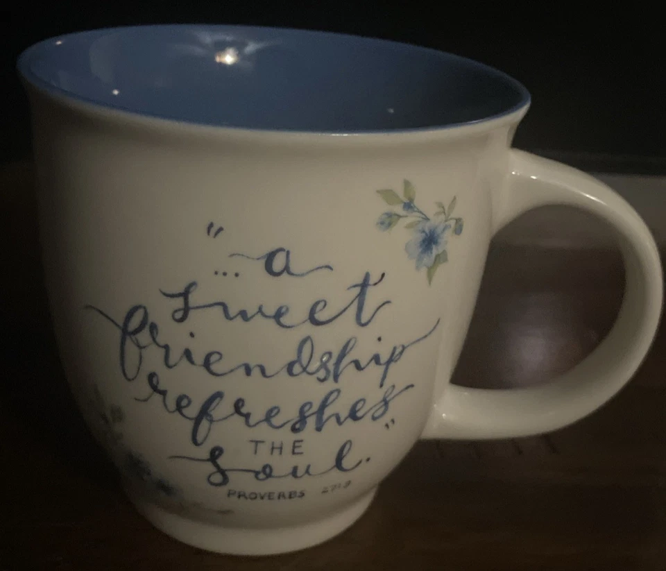 Blue Floral Ceramic Friendship Coffee/Tea Mug With Box Christian Art Gifts - Image 2 of 4