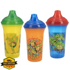 Nuby 3pk No Spill Sippy Cups TMNT Hard Spout 9 Oz