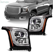 For 2015-2017 GMC Yukon Chrome Housing w/Projector Headlight Assembly Left+Right