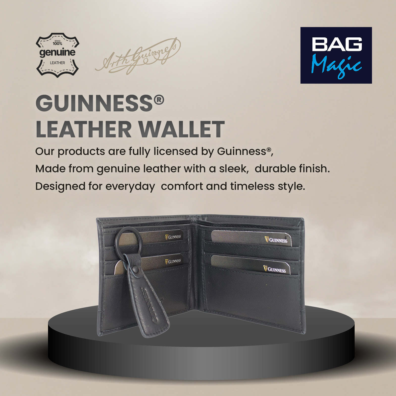 Guinness Leather Wallet, Belt & Keyring Gift Set – RFID Secure Men’s Wallet image 3