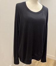 Athleta Sonoma Black Knit Pullover Sweatshirt Crewneck Raglan L RN 54023