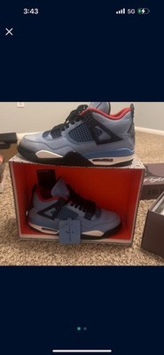 Jordan 4 Retro x Travis Scott Cactus Jack Blue Athletic Basketball Sneaker