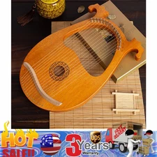 16 String Mahogany Lyra Harp with Tuning Key - Rich Sound Quality