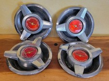 1962-63 Ford Thunderbird Wire Wheel Spinner Red Center Caps Chrome Thunderbird