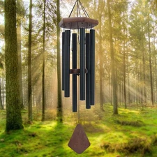 Wind Chimes for Outside, 30" Black Aluminium Wind Chime with Wind Catcher 