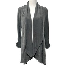Travelers By Chicos Cardigan Slinky Knit Acetate Gray/Pewter Women  s Sz M 1 