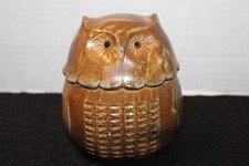 Vintage Brown Ceramic Owl Coin Money Savings Bank - 4 "H