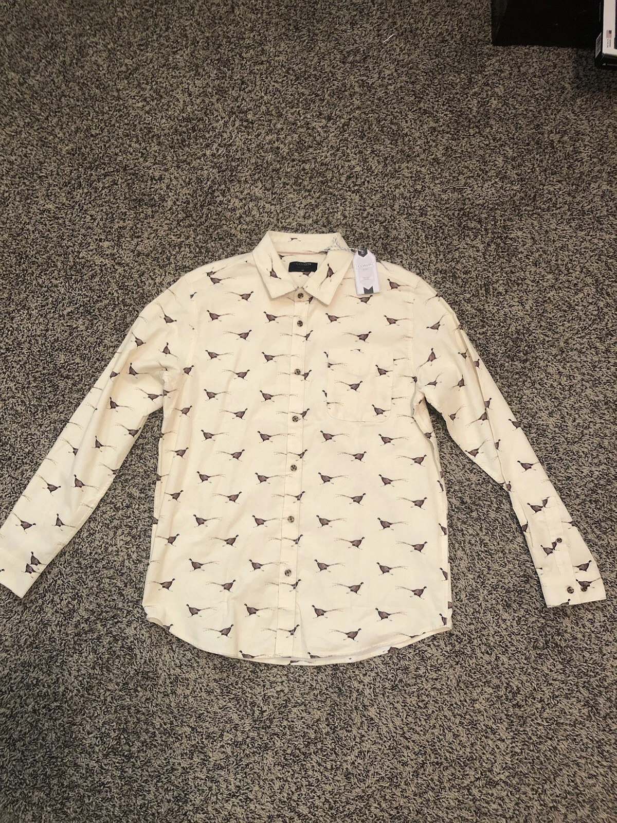 NWT Men’s Light Flannel Long Sleeve With Pheasant Print By Coast