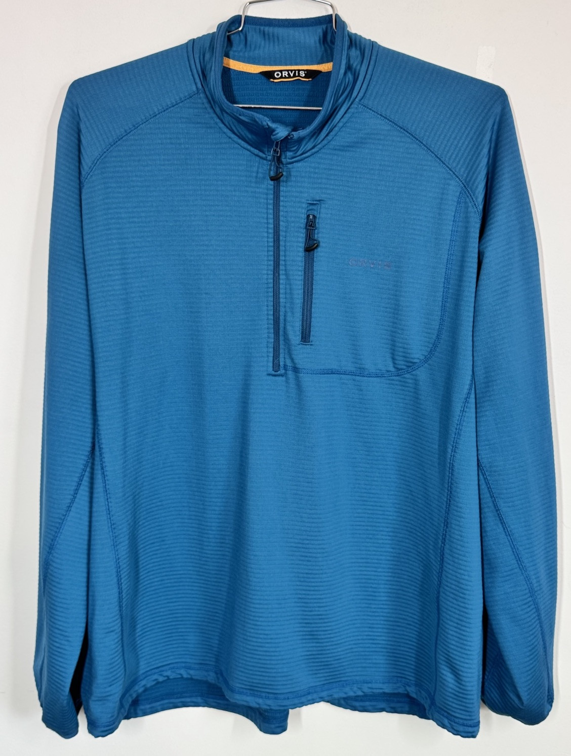 Orvis Men’s Horseshoe Hills Blue Quarter Zip Pullover Waffle Fleece Size XXL