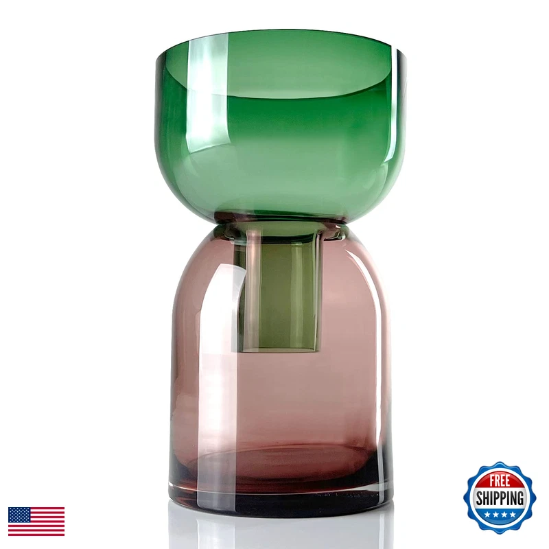 Cloudnola Large Reversible Glass Flower Vase And Bud Vase Green And Pink 9.5
Opens in a new window o