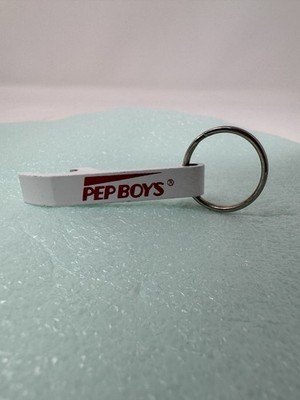 Pep Boys Bottle Opener Keychain Keyring White Red Promo Discontinued