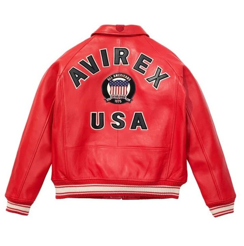 Avirex Men's Real Leather Jacket Sheepskin Flight Bomber American Varsity Jacket image 2
