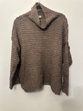 Aerie mock neck knit Oversized sweater brown wool blend Size M