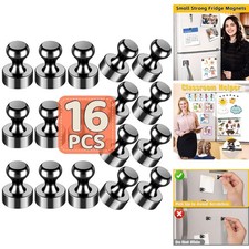 16 Pk Strong Fridge Magnets Heavy Duty Magnetic Push Pins for Whiteboard Locker