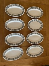 Set of 8 Empire Crockery oval plates Maddock Made in England Ultra Vitrified