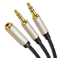 3.5mm Headphone Splitter for Computer Y Shape 1/8 Inch Aux 2 TRS Male to 1 TR...