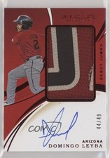 2020 Panini Immaculate Debut Jumbo Relics Red 44/49 Domingo Leyba Auto z1b