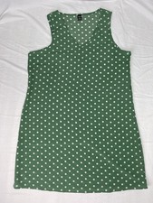 Shein Women’s Dress Sleeveless Green/white Polka dot Size Large 8/10