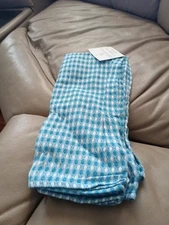 Household Trends   Set Of 3 Kitchen Towels  Aqua & White Checkered  100% Cotton