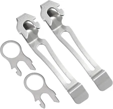 Stainless Steel Quick Release Multi-Tool Pocket Clip & Lanyard Ring Set (2)