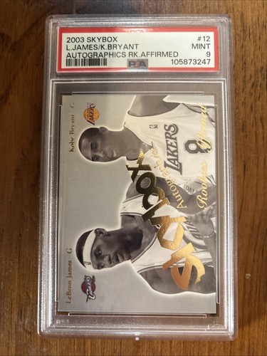 LeBron James, Kobe Bryant #12 — 2003 Skybox Autographics Rookies Affirmed basketball card