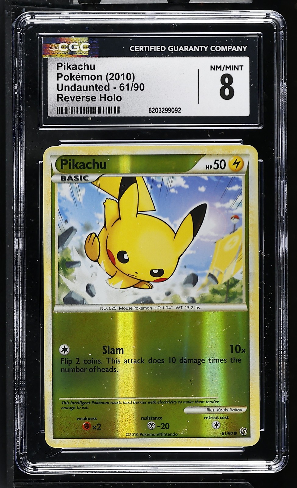 CGC 8 Pikachu 61/90 Undaunted Reverse Holo Pokemon Card