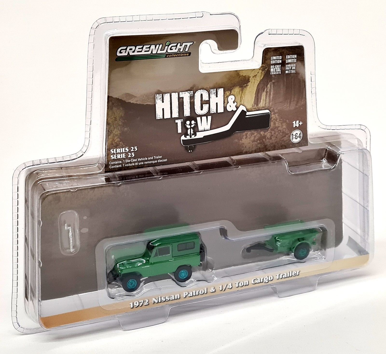 Greenlight 1/64 Nissan Patrol 1972 1/4 Ton Cargo Trailer CHASE Diecast Model Car