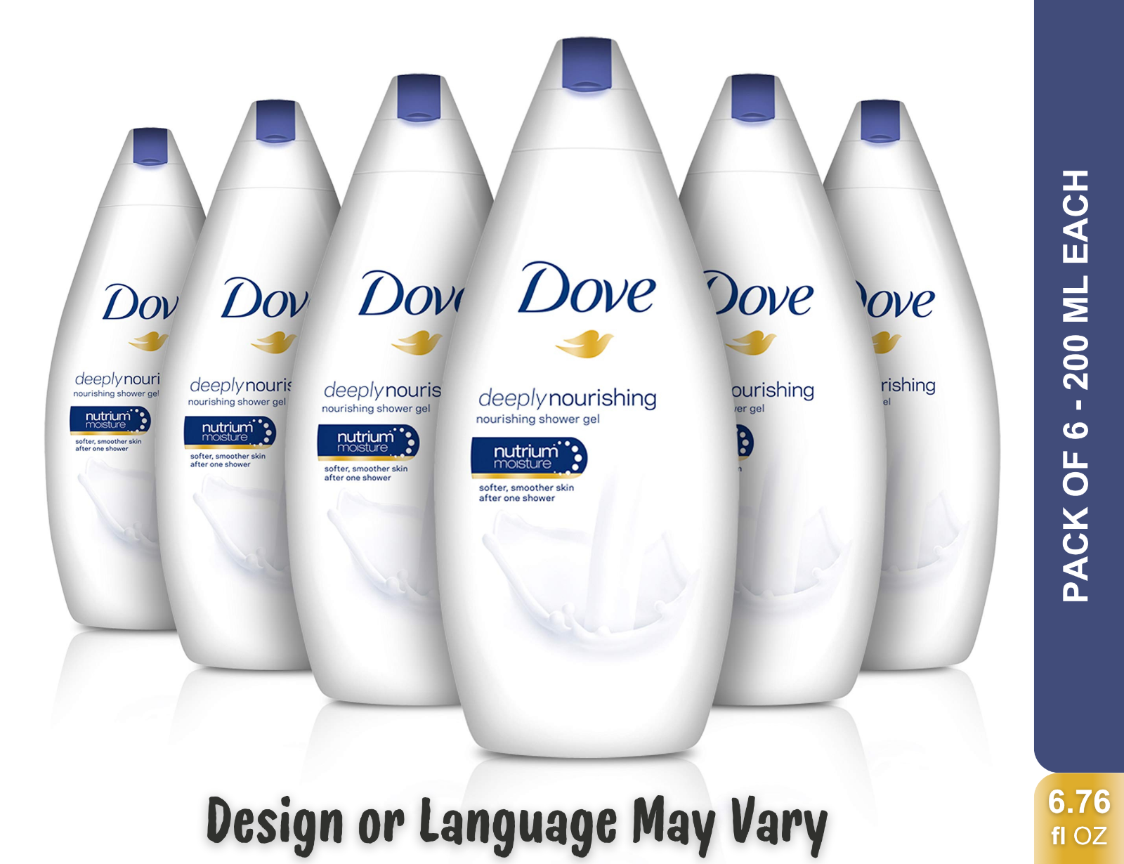 Dove Deeply Nourishing Body Wash Nutrium Shower Gel 200 ml / 6.76 fl oz 6 Pack