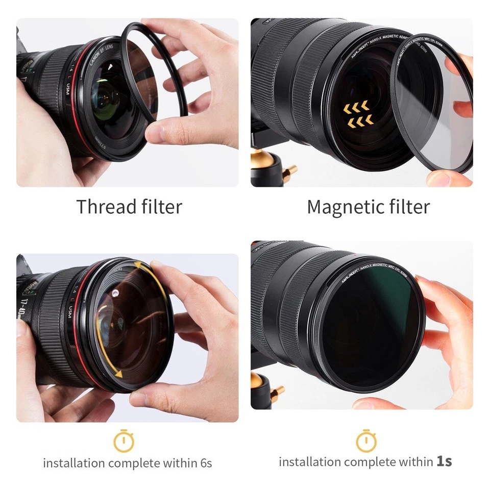 K&F Concept Magnetic Filter 4 Kit MCUV+CPL+ND1000 Filter+ Adapter Ring  49-95mm - Image 3 of 4